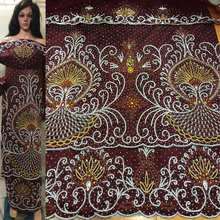 Load image into Gallery viewer, African High-Quality Wedding George fabric with lots of Stones Work VIP George - HB170