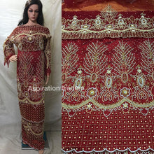 Load image into Gallery viewer, Beautiful Red Color Heavy beaded VIP George Wrapper set - HB172