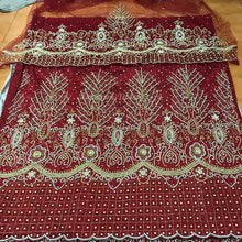 Load image into Gallery viewer, Beautiful Red Color Heavy beaded VIP George Wrapper set - HB172