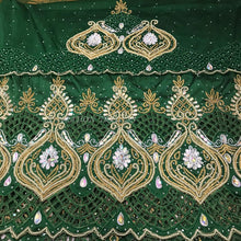Load image into Gallery viewer, Beautiful Nigerian Green Heavy Beaded New Design VIP George Wrapper with Laser Cutwork- HB178