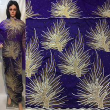 Load image into Gallery viewer, PURPLE color beautiful Tree pattern Nigerain Beaded george wrapper set - HB182