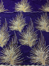 Load image into Gallery viewer, PURPLE color beautiful Tree pattern Nigerain Beaded george wrapper set - HB182
