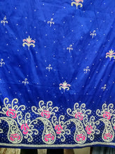 Load image into Gallery viewer, Lemon Green Heavy Beaded Net Lace George Wrapper With 2 Yard Blouse- NLVG060