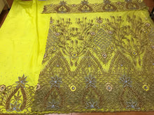 Load image into Gallery viewer, Latest New Design African Bride Yellow Net Fabric George wrapper Set - NLDG046