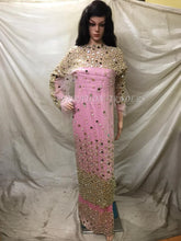 Load image into Gallery viewer, Beautiful Mirror work heavy Beaded Lace Designer George wrapper for wedding - NLDG048