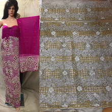 Load image into Gallery viewer, Exclusive Heavy Beaded Crystal Stone work With perfect cutwork Net Lace Designer George - NLDG050