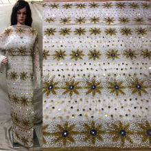 Load image into Gallery viewer, Light weight Beautiful Orange and Fushia Pink colors shade Net Lace Designer George - NLDG052