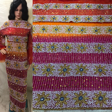 Load image into Gallery viewer, Light weight Beautiful Orange and Fushia Pink colors shade Net Lace Designer George - NLDG052