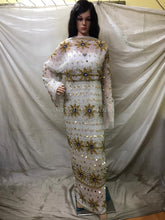 Load image into Gallery viewer, Light weight Beautiful Orange and Fushia Pink colors shade Net Lace Designer George - NLDG052