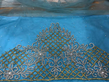 Load image into Gallery viewer, Sky Blue High Grade Heavy Beaded Net Lace Designer George Set - NLDG055