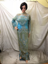 Load image into Gallery viewer, Sky Blue High Grade Heavy Beaded Net Lace Designer George Set - NLDG055