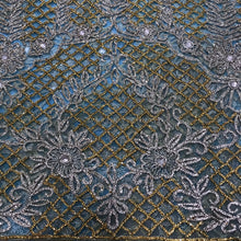Load image into Gallery viewer, Sky Blue High Grade Heavy Beaded Net Lace Designer George Set - NLDG055