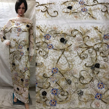 Load image into Gallery viewer, White Color Designer Net Lace Designer African George Wrapper With Beaded Blouse- NLDG057