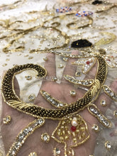 Load image into Gallery viewer, White Color Designer Net Lace Designer African George Wrapper With Beaded Blouse- NLDG057