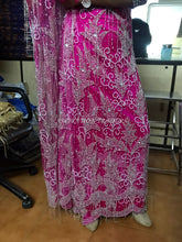 Load image into Gallery viewer, Fushia Pink Fringes Design Net Lace Designer African George Wrapper set - NLDG058