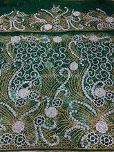 Load image into Gallery viewer, Dark Green Heavy Beaded Net Lace Designer George with Blouse - NLDG060