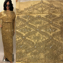 Load image into Gallery viewer, Champange Gold Color With All Golden Designer Work NET George Wrapper set - NLDG066