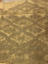 Load image into Gallery viewer, Champange Gold Color With All Golden Designer Work NET George Wrapper set - NLDG066