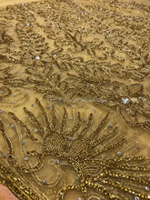 Load image into Gallery viewer, Champange Gold Color With All Golden Designer Work NET George Wrapper set - NLDG066
