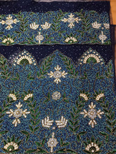 Load image into Gallery viewer, Navy Blue ALL Sequience Beads Work NET George Wrapper set - NLDG067