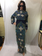 Load image into Gallery viewer, Navy Blue ALL Sequience Beads Work NET George Wrapper set - NLDG067