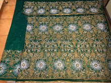Load image into Gallery viewer, Nigerian Greesn Fringes Heavy Beaded NET Lace Designer George Wrapper set - NLDG070