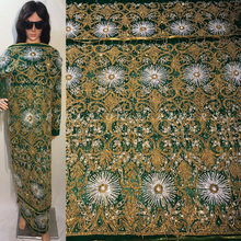 Load image into Gallery viewer, Nigerian Greesn Fringes Heavy Beaded NET Lace Designer George Wrapper set - NLDG070