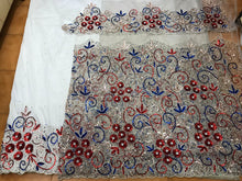 Load image into Gallery viewer, All Sequence Work White Net Lace George Wrapper with fancy Matching Blouse - NLDG073