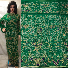 Load image into Gallery viewer, New Arrival Nigerian Green 2022 Designer Net George wrapper with Toch of purple Work - NLDG076