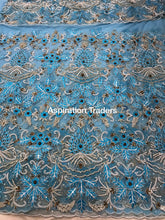 Load image into Gallery viewer, High Quality Aspiration Silk Taffeta and Net Fabrics George With Stone Work Nigerian George Wrapper set - NLDG077