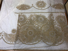 Load image into Gallery viewer, Off white color Net Lace Golden Work Designer George wrapper set - NLDG080