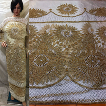 Load image into Gallery viewer, Off white color Net Lace Golden Work Designer George wrapper set - NLDG080