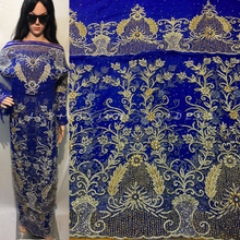 Load image into Gallery viewer, New Arrival Royal Blue 1st Net Wrapper 2nd Silk Wrapper with Net Blouse - NLDG081