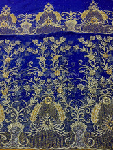 Load image into Gallery viewer, New Arrival Royal Blue 1st Net Wrapper 2nd Silk Wrapper with Net Blouse - NLDG081