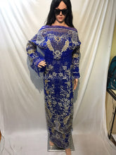 Load image into Gallery viewer, New Arrival Royal Blue 1st Net Wrapper 2nd Silk Wrapper with Net Blouse - NLDG081