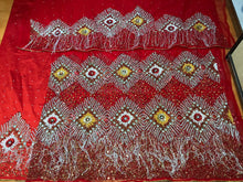Load image into Gallery viewer, Exclusive Red Color With White Fringes NET Designer George Wrapper set - NLDG082