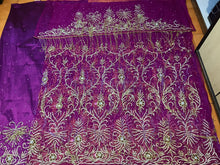 Load image into Gallery viewer, Magenta Color all silver work with Overall Fringes Designer Net George Wrapper - NLDG088