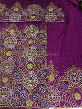 Load image into Gallery viewer, Magenta color Heavy Beaded NET Lace Designer George Wrapper set - NLDG097
