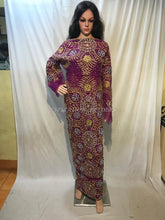 Load image into Gallery viewer, Magenta color Heavy Beaded NET Lace Designer George Wrapper set - NLDG097