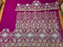 Load image into Gallery viewer, New 2022 African Designer NET lace Heavily Beaded George Wrapper set - NLDG100