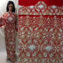 Load image into Gallery viewer, New 2022 African Designer NET lace Heavily Beaded George Wrapper set - NLDG100