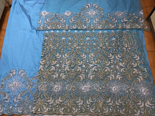 Load image into Gallery viewer, New 2022 African Designer NET lace Heavily Beaded George Wrapper set - NLDG100