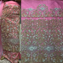 Load image into Gallery viewer, New 2022 African Designer NET lace Heavily Beaded George Wrapper set - NLDG100