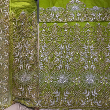 Load image into Gallery viewer, New 2022 African Designer NET lace Heavily Beaded George Wrapper set - NLDG100