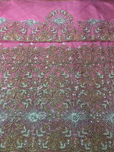 Load image into Gallery viewer, BABY PINK color Crystal Glass Stone Work NET Lace NEW Designer George Wrapper Set - NLDG093