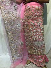 Load image into Gallery viewer, New 2022 African Designer NET lace Heavily Beaded George Wrapper set - NLDG100