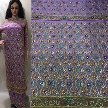Load image into Gallery viewer, NEW Exclusive LILAC Color Heavy Beaded Designer African george wrapper set - NLDG111