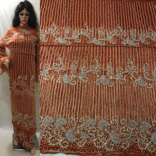 Load image into Gallery viewer, Burnt Orange Heavy Beaded Designer Nigerian Wedding George wrapper set - NLDG114