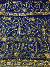 Load image into Gallery viewer, Royal Blue color For Nigerial Royal Wedding Brides Fav George wrapper fabric set - NLDG115