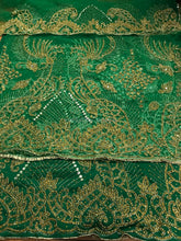 Load image into Gallery viewer, Nigerian Green Color New Wedding Net George Wrapper Set - NLDG129